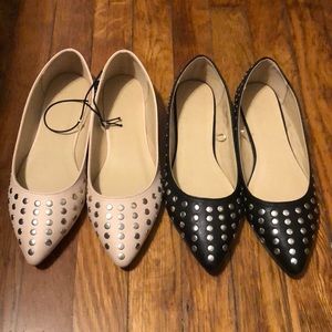 Two pair of studded flats